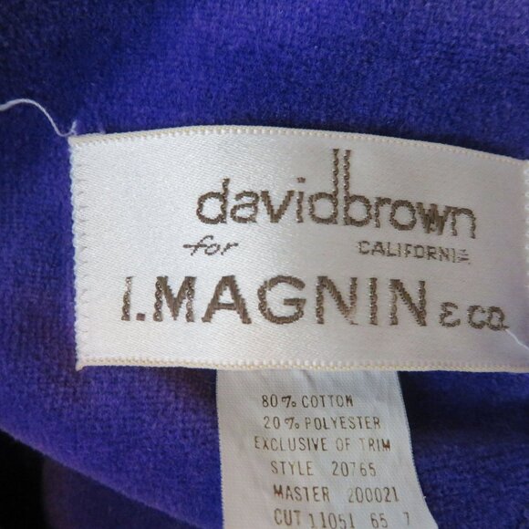 David Brown for I. Magnin & Co. Purple Velour Long Sleeve Caftan Robe Pockets - Picture 8 of 16